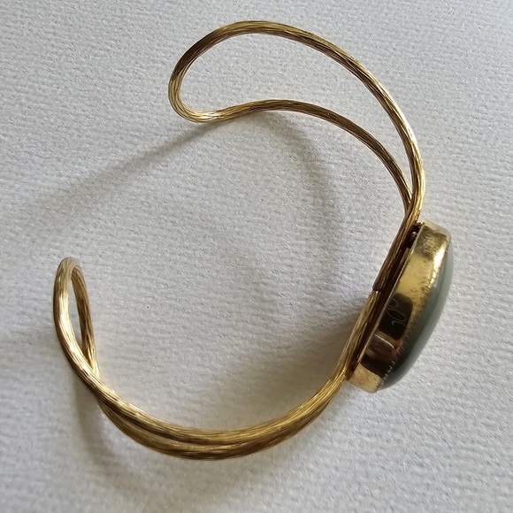 Vintage bracelet picture Jasper Gold tone cuff Southwestern desert scene - Picture 14 of 16